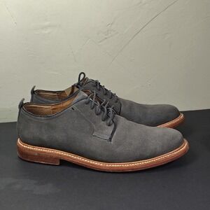 JD Fisk Shoes Mens 12 Grey Suede Leather Lace Up Classic Derby Casual Dress